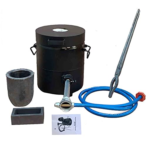 NICCOO Gas Metal Melting Furnace Propane Forgeï¼Œ6KG Propane Melting Furnace Kit with Graphite Crucible and Tongs 1300Â°C /2372Â°F Casting Refining Smelting for Copper, Silver, Gold, Aluminum/Black Color