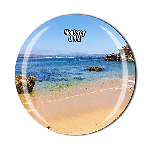 Monterey USA - Calamita da frigorifero 3D in vetro di cristallo per souvenir da viaggio, collezione regalo per la casa e la cucina