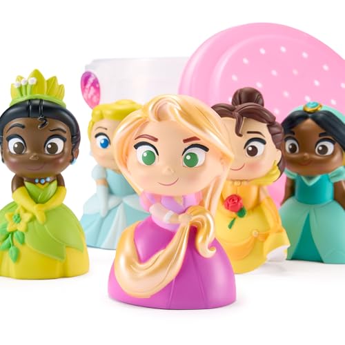 Image of Disney Store Official Disney Princess Bath Toys Set - Includes 5 Detailed Toys with a Straining Storage Bucket - Bath Time Fun & Water Play Set for Kids