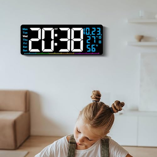 Reloj LED con alarma y temperatura pantalla regulable para dormitorio 6