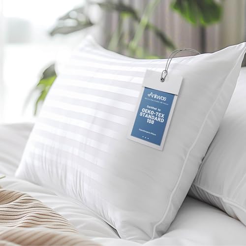 Ankwos Hypoallergenic Side Sleeper Queen/Standard Pillow- Soft and Cooling - Hotel Quality Pillows with Cotton Cover Down Alternative Filling, Oeko-TEX Certified