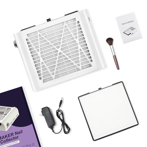 BRANTMAKER Nail Dust Collector with Brush and 2 Filter (White)