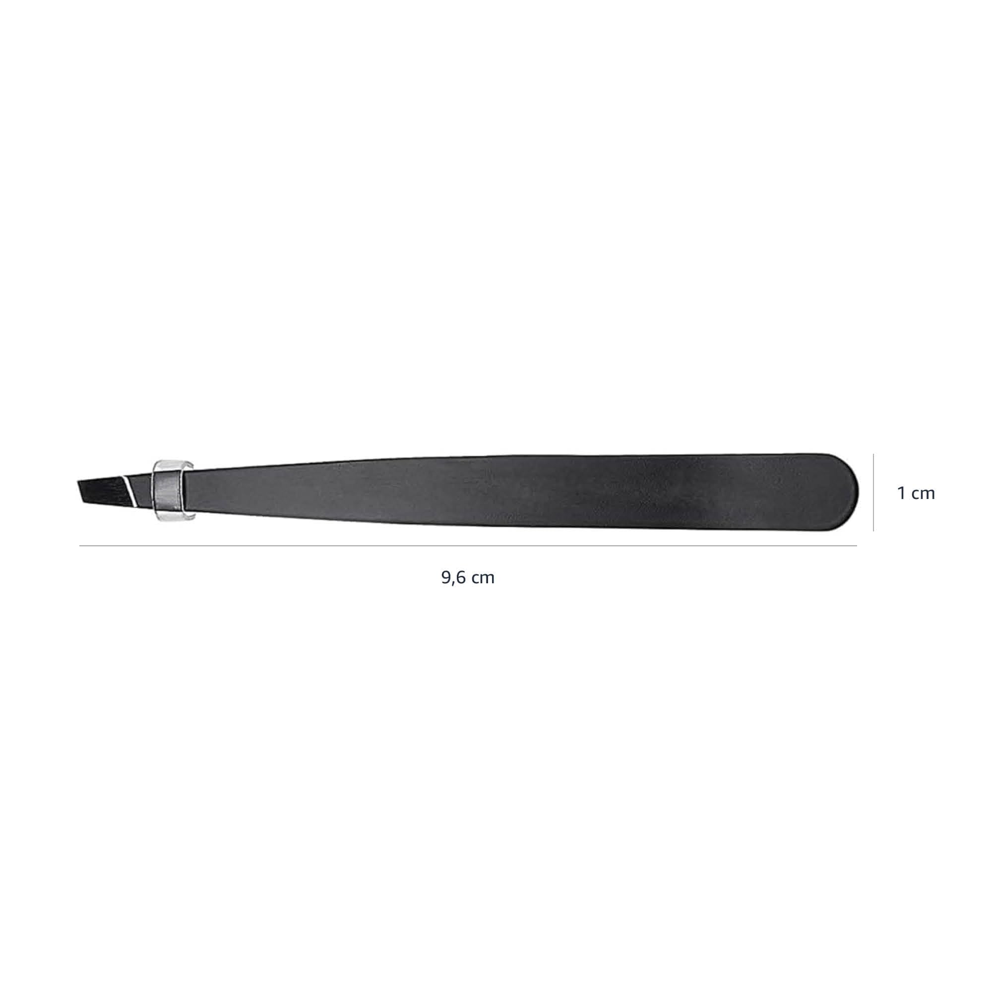 Amazon Basics Pinzette a punta obliqua,professionali,in acciaio inox,per efficace rimozione di peli,ideali per routine di bellezza quotidiana,con custodia da viaggio, colore: nero, Confezione da 1