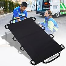 Portable Transport Stretcher with 10 Handles Lightweight Dog Stretcher & Gurney, Patient Animal Mover for Emergency Casualty Evacuation, 300lbs Capacity Black Large