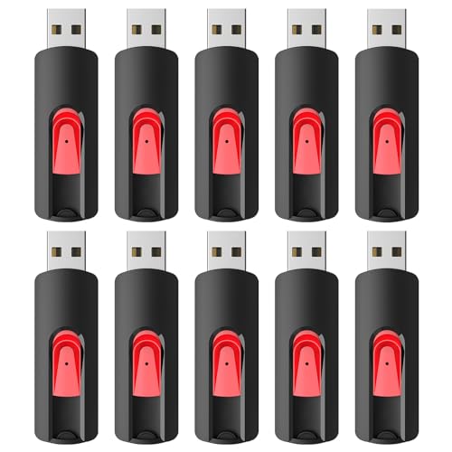 Image of RAOYI 10Pcs 32GB USB Flash Drives Slide Retractable Memory Stick Bulk USB 2.0 Thumb Drive Jump Drive Zip Drive USB Sticks Data Storage Backup for PC Mac (32G, Red)