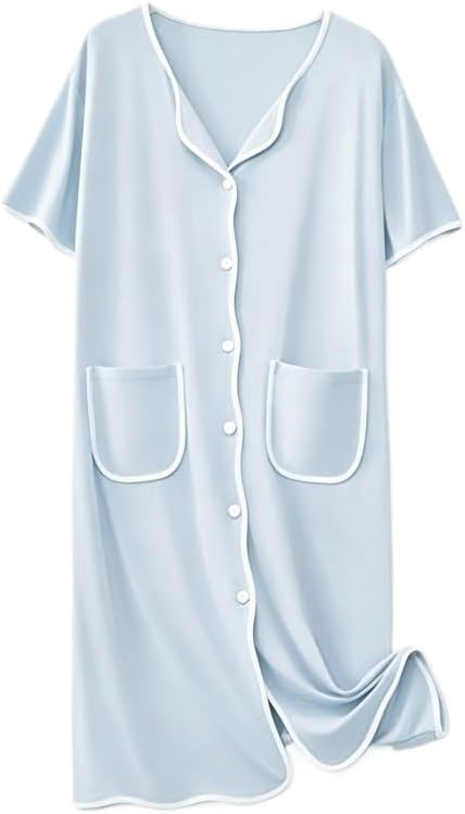 Women Modal Nightgown with Built in Bra Short Sleeve Loose Maternity Loungewear Dress