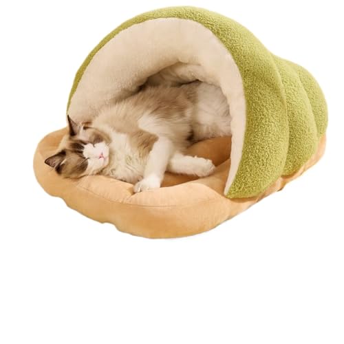 Biizhe 猫? ベッド 冬 小型犬用 ベッド ドーム型 ペットベッド スリッパ 猫 寝袋 キャットハウス 猫 パウチ 隠れ家 暖かい かまくらベッド 犬小屋 冬対策 ペット用品(S-長さ40×幅30,カタツムリ緑)
