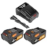 KUNLUN 2Pack 6Ah 18V Replacement Battery and Charger Combo Compatible for Ridgid 18V Battery for Ridgid Tools R840087 R840083 R840086 R840085 R840084 and Chargers R840091 R840093 R840095