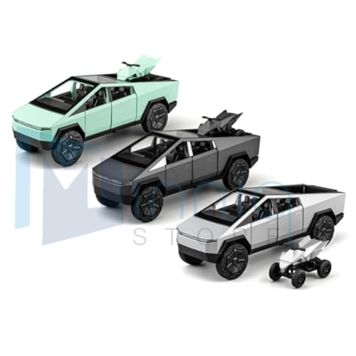 Image of Tesla Cybertruck 1:32 Model Car with Box, Zinc Alloy Pull Back Toy car with Sound and Light for Kids Boy Girl Gift [Colors as Per Stock]