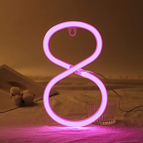 Image of Light Up LED Neon Letters Sign Wall Decorative Neon Lights Warm White Pink Blue Alphabet Marquee Letter A to Z & 0 to 9 (Pink) (8)