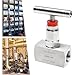 Yidubid 316 Stainless Steel Straight Needle Valve with 2 Port, 5 Sizes NPT Female Connection, 6000PSI Industrial Hydraulic Flow Control Valve for Water Gas Oil Transmission Silver, 3/8in