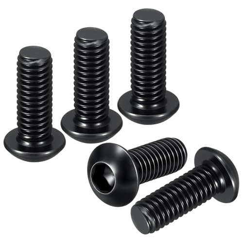 DTGN M5-0.8x12mm Button Head Socket Cap Screws - 50Pack - Good for Road Bicycle, Mountain Bike, Auto, Motorcycle - Carbon Steel Black Oxide - Hex Drive Fasteners
