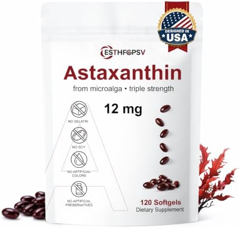 Premium Astaxanthin 12mg Antioxidant Supplement with Vitamin E – ...