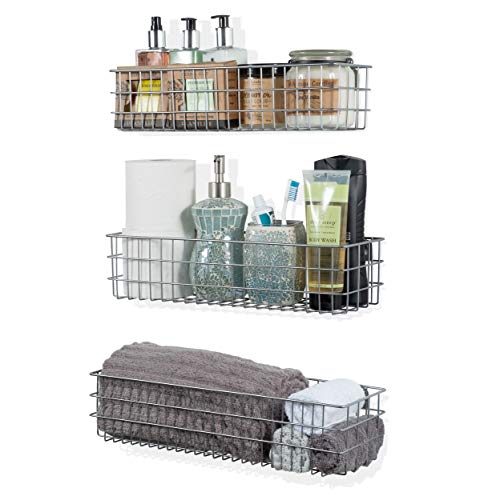 Wall35 Kansas Wall Mounted Kids Room Bookshelf Metal Wire Basket Varying Sizes Set Of 6 (Gray) #TOP7