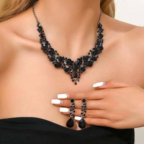 Image of Shining Diva Fashion Stylish Design Fancy Crystal Necklace Jewellery Set for Women | Trendy Celebrity Inspired Jewellery