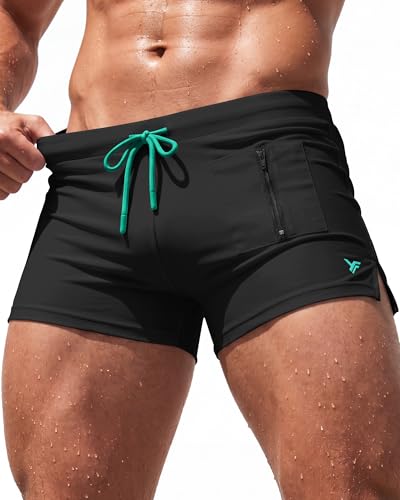 Men Swim Underwear Brief Trunks Sunga Bikini Short Boxer no Mesh Liner Compression Quick Dry Male Swimwear Swimsuit Swimtrunks Boardshort Bathing Suit Beach Water Inseam 5 4 3 Inch Square Cut Black