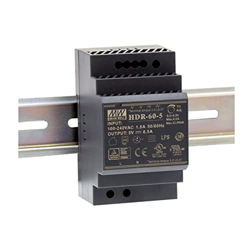 MeanWell HDR-60-5 32W 5V 6,5A Alimentación de Din Rail DIN-RAIL