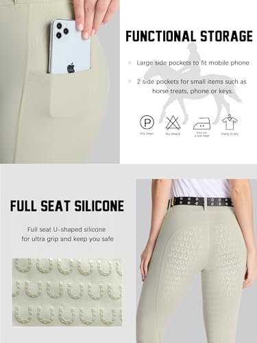 Dmvod Women'S Horse Riding Pants Active Silicon Grip Full Seat Breeches For Women Equestrian Pants Khaki Xs thumb #2