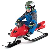 COSTWAY Trineo de Nieve Infantil con Frenos y 82 cm Cuerdas de Remolque, Rojo