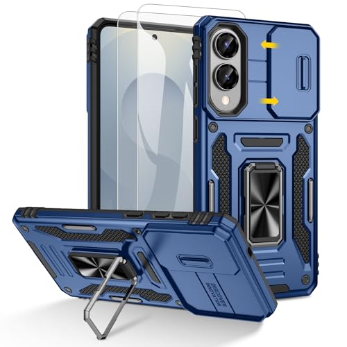 Doeshine Hülle für Samsung Galaxy S24 Ultra, Handyhülle mit 2 Stück Displayschutzfolie & Kameraschutz, Magnetisch Ring Ständer, Robust Fallschutz Outdoor Militär Schutzhülle Galaxy S24 Ultra