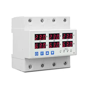 amiciSmart 3-Phase Automatic Over/Under Voltage Protector with Over Current Protection and Auto-Reconnect Din-Rail Mount 63A 220V (White)