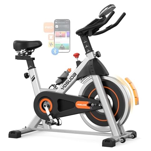 YOSUDA Bicicleta Estática con Resistencia Magnética Silenciosa, Bicicleta de Spinning con Monitor de LCD y Pulsómetro, Soporte para Tablet, App Exclusiva, Carga Máxima 136 kg (Silber)