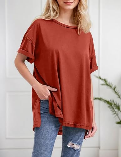 Women Oversized T-Shirt Crew Neck Loose Fit Short Sleeve Tops Summer Casual Blouse Y2K 2025 Basic Top Tees4