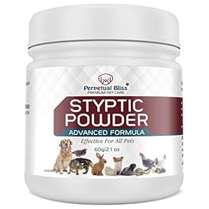 Perpetual Bliss Styptic Powder (Large 60g Tub) For Dog, Cat, Other Pets. Helps Stop Bleeding On Paws From Dog Nails Clippers, Dog Nail Grinders When Grooming. Essential Part Of Pet First Aid Kit