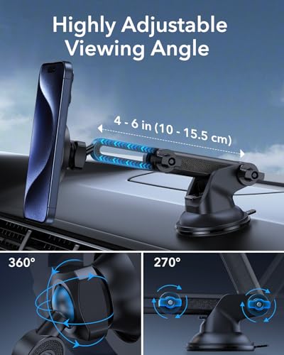 ESR Dashboard Magnetic Phone Holder for Car (HaloLock), Compatible with MagSafe Car Mount, Windshield Magnetic Car Mount for iPhone 16/15/14/13/12, Car Accessories, Metallic Grey - Image 8