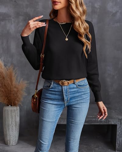 Image of LAISHEN Women's Fall Fashion 2025 Casual Long Sleeve Crewneck Loose Knit Pullover Cute Sweater Tops