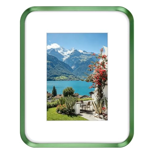 Golden State Art 8x10 Green Aluminum Picture Frame Mat for 5x7 Real Glass
