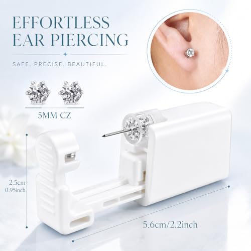 Image of Anzero Ear Piercing Kit, Disposable Ear Piercing Gun with 5MM CZ Studs (Pack of 2)