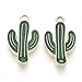 Lot de 10 breloques en forme de cactus en émail plaqué or clair - pour fabrication de bijoux et porte-clés - 21 x 12,5 mm