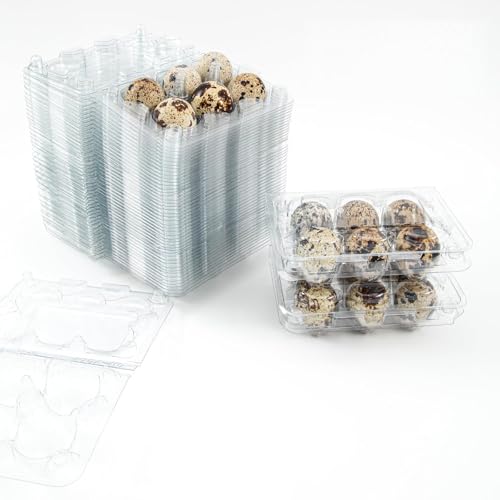 Caja de Huevos de Codorniz - Pack de 50 Cajas de Huevos de Plástico PET de Alta Calidad 6 rejillas - Apilables, Reutilizables y Seguras