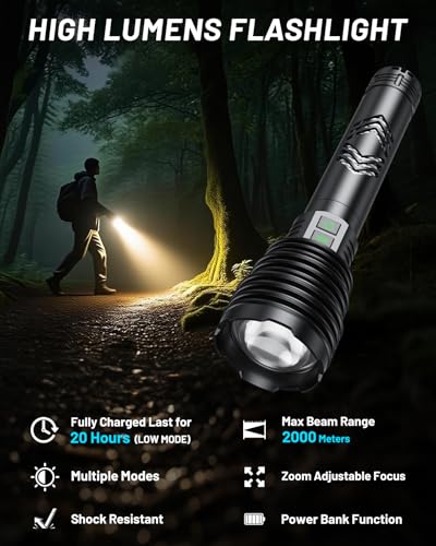 Image of Flashlights 600,000 High Lumens, 6 Modes with Fast Charge, Super Bright Rechargeable Powerful Flashlight IP67 Waterproof & Shock Resistant for Outdoor Activities