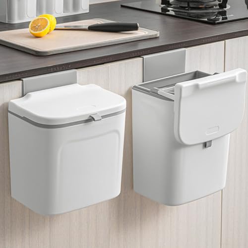 Caneca de basura para cocina blanca de 9 litros para colgar en pared miniatura 7
