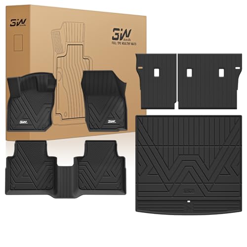 3W Floor Mats & Cargo Liner & Seatback Mats for Volkswagen Tiguan 2025 2026, All-Weather Protection TPE Car Mats 2 Rows Full Set for VW Tiguan Accessories, Black 1.For Tiguan | 2025-2026 | F