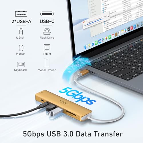 Image of USB C Hub HDMI Adapter for MacBook Pro /Air, 7 in 1 USBC Dongle with HDMI, microSD /SD Card Reader, USB C Data Port,100W PD, and 2 USB 3.0 Compatible for MacBook Pro /Air, Dell XPS, Lenovo Thinkpad.