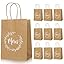 10 Sacs Cadeau En Papier Kraft Avec Poignée Et Message Merci - GEBETTER