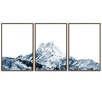 SIGNWIN 3 Piece Framed Canvas Wall Art Mountain with Fog Canvas Prints Home Artwork Decoration for Living Room,Bedroom - 16