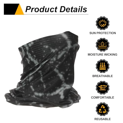 HARFINGTON 2pcs Summer Cooling Neck Gaiter Sun Protection Face Mask Fishing Neck Gaiter Unisex Sunscreen Breathable Bandana for Hiking Outdoor Sports, Black/White4