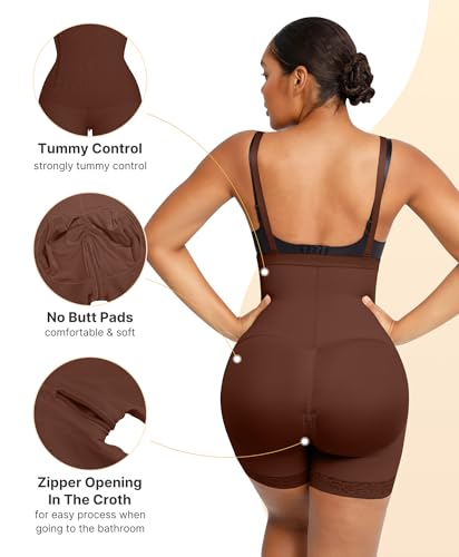 Image of SHAPELLX Faja Colombianas Side Zipper Tummy Control Postpartum Shapewear | Butt Lift Body Shaper, 3-Layer Firm Compression, Side Zipper Easy Wear, Open Crotch, Adjustable Straps, Daily & Postpartum