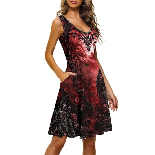 Image of TOADDITDO Womens Summer Sleeveless Tank Dress with 2 Side Pockets XS-4XL Plus Size