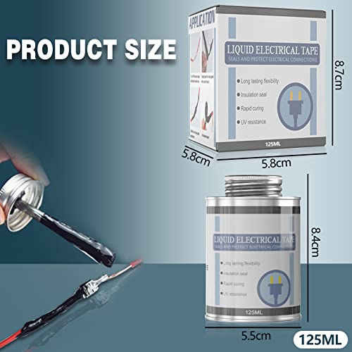 Ganbaro 125ml Liquid Electrical Tape, Liquid Insulating Rubber Coat,Black Liquid Insulation Glue, Waterproof Insulating Glue,Electric Liquid Tape, Cable Repair Paste, Waterproof Fast Dry Tape (Black)