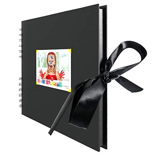 Rocutus Scrapbook Album,11.6 x 8.3 inch Self Adhesive DIY Scrapbooking Kit,80 Pages Black Pages Photo Album,DIY Pages Great for Anniversary, Wedding, Birthday,with Corner Stickers (Black)