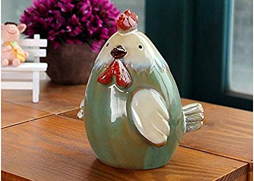 Amandaus 1 pcs 15 x 10 x 12 cm en céramique Poule Tirelire Pot de monnaie mignon Animal Tirelire Creative Tirelire de Noël Décoration en céramque Vert Cover