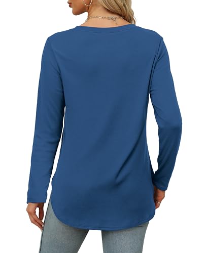 Image of XIEERDUO Womens Long Sleeve Round Neck Shirts Side Split Basic Loose Tunic Tops Casual 2026