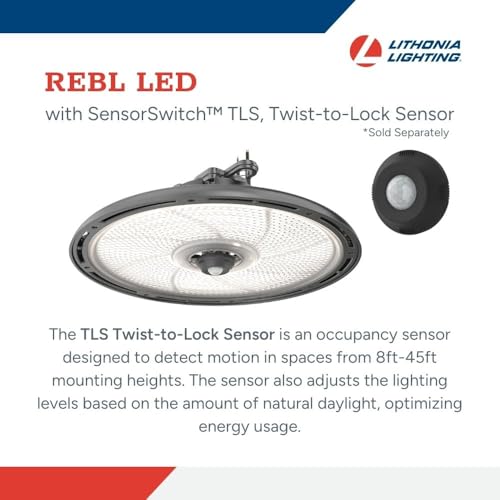 Image of Lithonia Lighting REBL Round High Bay LED Light, 12,000 /15,000 /18,000 Adjustable Lumen Output, 3500K /4000K /5000K Switchable White Color Temperature, Work Light, UVOLT 120-347V, 12.2 inch x 7.5 inch, Bronze