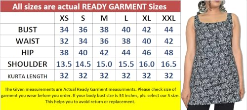 Image of JAIPUR HAND BLOCK Sleeveless Broad Neck Kurti Top S22SF