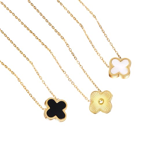 Lucky Clover Jewelry Set for Women, 18K Gold Plated Flower Design Leaf Necklace and Bracelet Set, Lucky Gifts for Birthday, Vlentine's Day, Anniversary, Chiristmas, New Year
